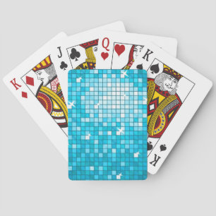 Disco Tiles Blue Poker Cards