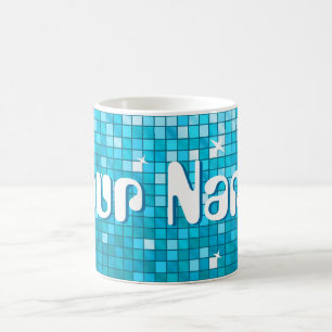 Disco Tiles Blue 'Your Name' mug