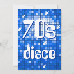 Disco Tiles Dark Blue 70s Disco invitation