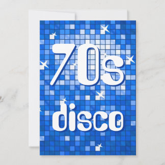 Disco Tiles Dark Blue 70s Disco invitation