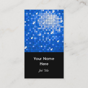 Disco Tiles Dark Blue business card black portrait
