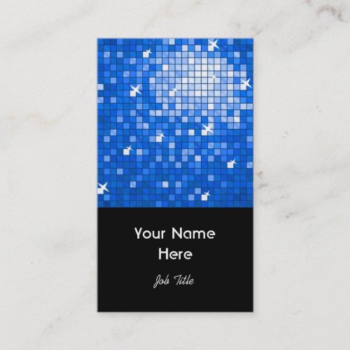 Disco Tiles Dark Blue business card black portrait