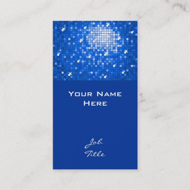 Disco Tiles Dark Blue business card top (Front)