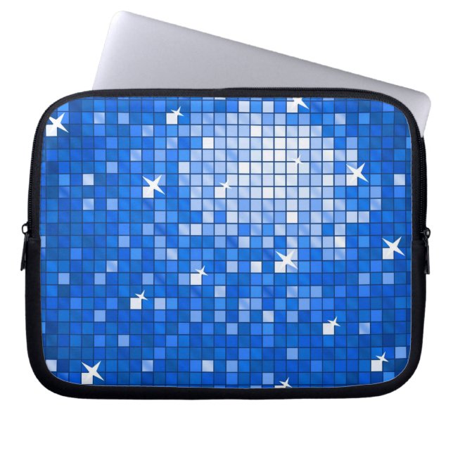 Disco Tiles Dark Blue laptop sleeve 10 inch (Front)