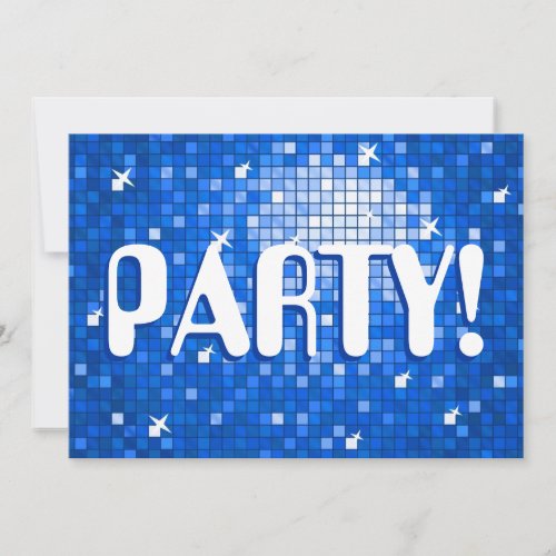 Disco Tiles Dark Blue PARTY invitation amelia text