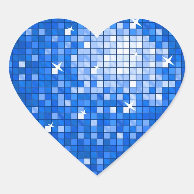 Disco Tiles Dark Blue sticker heart (Front)