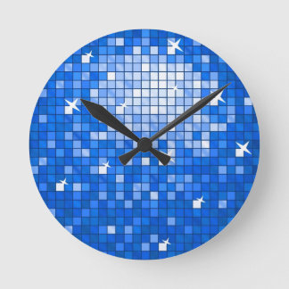 Disco Tiles Dark Blue wall clock