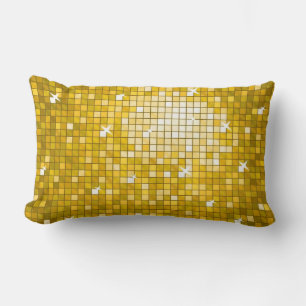 Disco Tiles Gold throw pillow