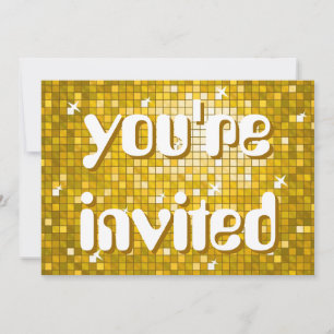 Disco Tiles "Gold" 'you're invited' amelia text Invitation