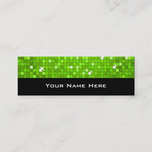 Customizable Disco Tiles Green business card skinny black