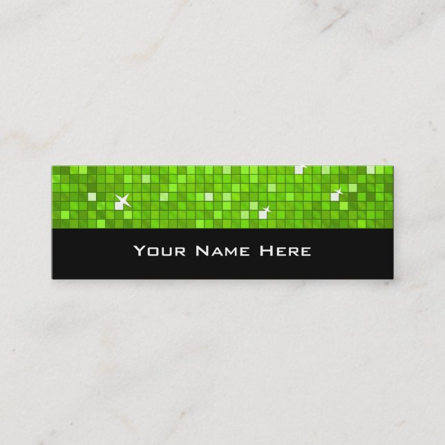 Disco Tiles Green business card skinny black (Front)