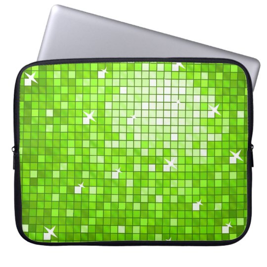 Disco Tiles Green laptop sleeve 15 inch