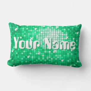 Disco Tiles Green 'Name' throw pillow lumbar