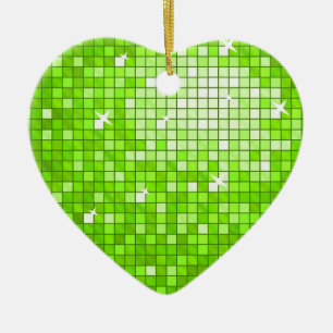 Disco Tiles Green ornament heart