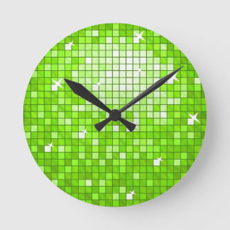 Disco Tiles Green print wall clock