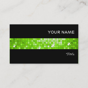 Disco Tiles Green tile stripe black Business Card