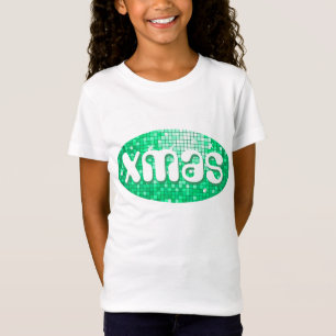 Disco Tiles Green 'xmas'  girls fitted t-shirt