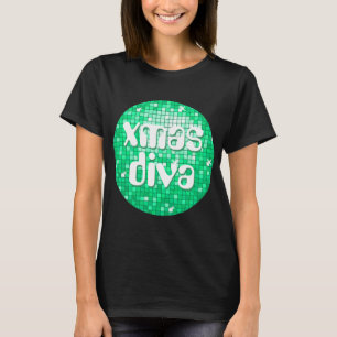 Disco Tiles Jade 'xmas diva' t-shirt black