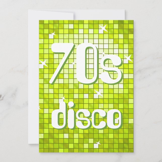 Disco Tiles Lime 70s Disco invitation (Front)