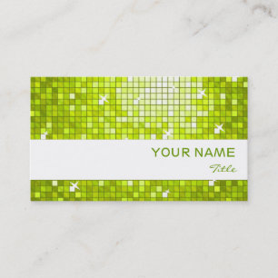 Disco Tiles Lime business card white stripe