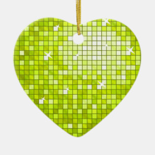 Disco Tiles Lime ornament heart