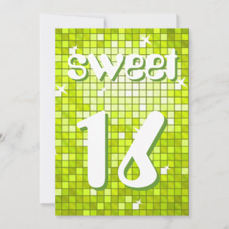 Disco Tiles Lime 'Sweet 16' invitation amelia text