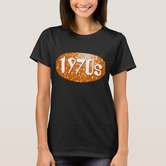 Disco Tiles Orange '1970s' t-shirt black (Front)