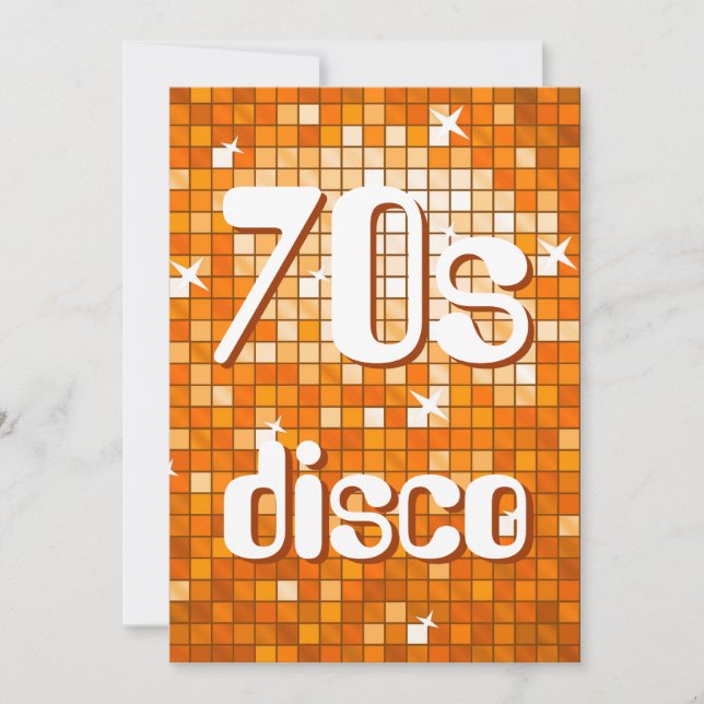 Disco Tiles Orange 70s Disco invitation (Front)