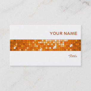 Disco Tiles Orange business card tile stripe white