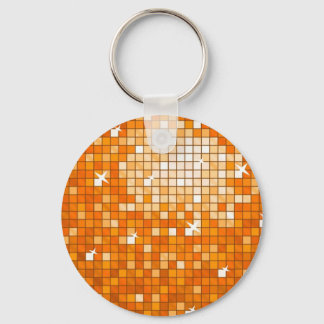 Disco Tiles Orange keychain round