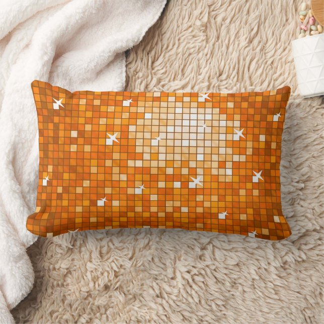 Disco Tiles Orange throw pillow (Blanket)