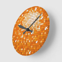 Disco Tiles Orange wall clock