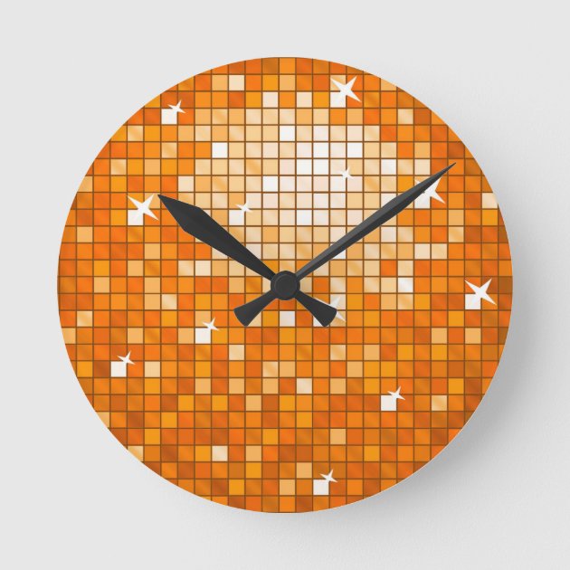 Disco Tiles Orange wall clock