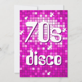 Disco Tiles Pink 70s Disco invitation amelia text