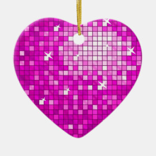 Disco Tiles Pink ornament heart