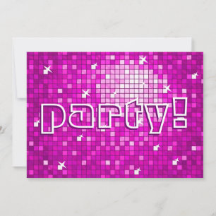 Disco Tiles Pink 'party!' invitation