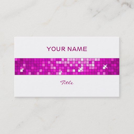 Customizable Disco Tiles Pink tile stripe white back Business Cards