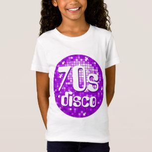 Disco Tiles Purple '70s Disco' girls fitted white T-Shirt