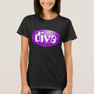 Disco Tiles Purple 'diva' t-shirt black
