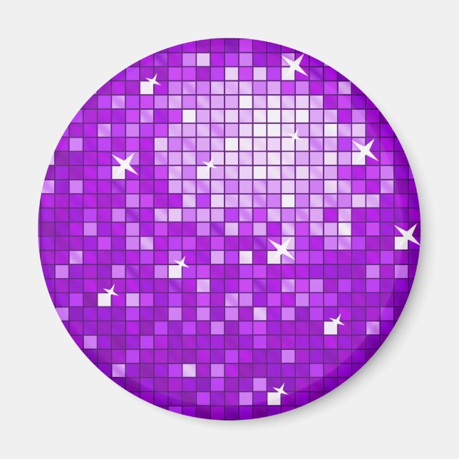 Disco Tiles Purple fridge magnet round (Front)
