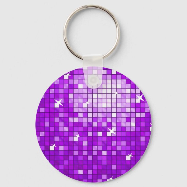 Disco Tiles Purple keychain round (Front)