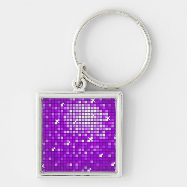 Disco Tiles Purple keychain square (Front)