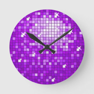 Disco Tiles Purple wall clock
