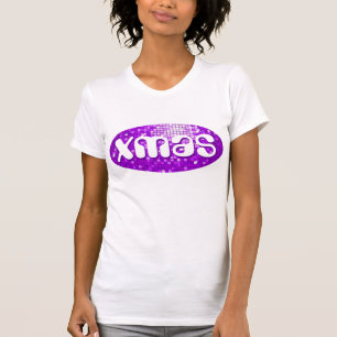 Disco Tiles Purple 'xmas'  ladies petite white T-Shirt