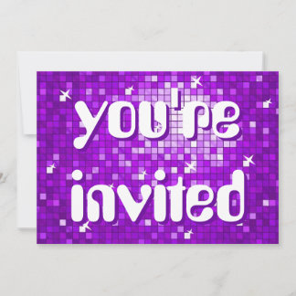 Disco Tiles Purple 'you're invited' amelia text Invitation