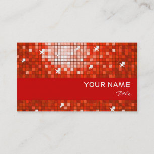 Disco Tiles Red business card red stripe