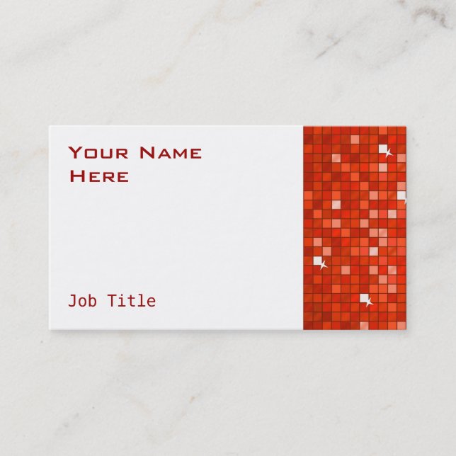 Disco Tiles Red business card side white (Front)