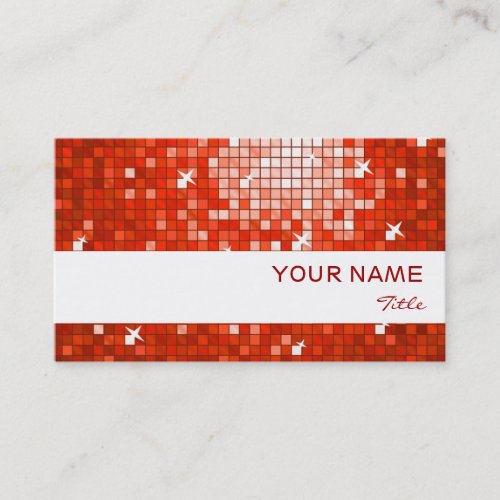 Disco Tiles Red business card white stripe