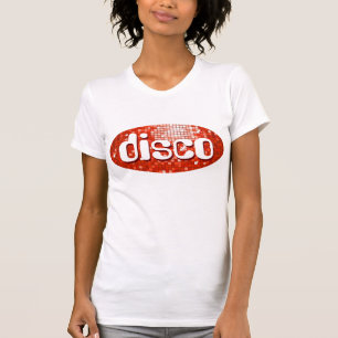 Disco Tiles Red 'disco'  ladies petite white T-Shirt