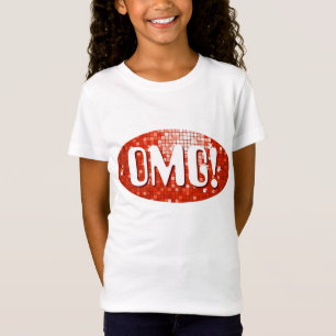 Disco Tiles Red 'OMG!' girls fitted t-shirt